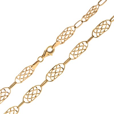 Lot 68 - 9ct gold fancy-link necklace, 8.7g approx