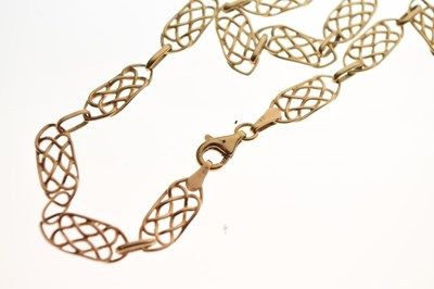 Lot 68 - 9ct gold fancy-link necklace, 8.7g approx