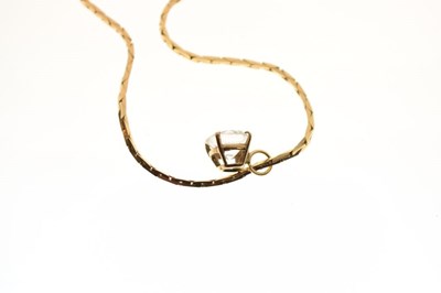 Lot 88 - 9ct gold chain with a single clear stone pendant, 6.2g gross approx