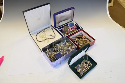 Lot 104 - Pair of Queen Mary cufflinks, and a large selection of costume jewellery