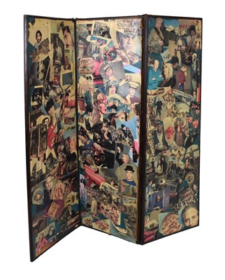 Lot 539 - Three fold screen with mid 20th Century decoupage decoration