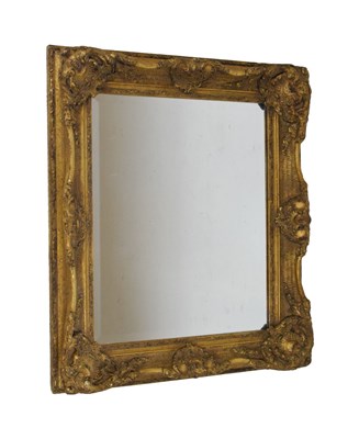 Lot 631 - Bevelled edge gilt-framed mirror