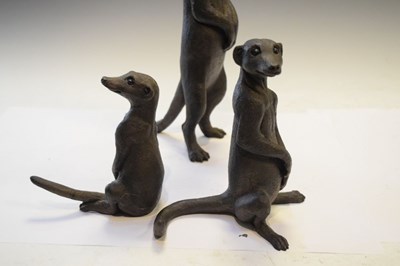 Lot 272 - Suzie Marsh - Group of three 'bronzed' meerkat sculptures