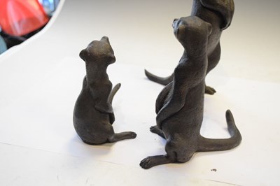 Lot 272 - Suzie Marsh - Group of three 'bronzed' meerkat sculptures