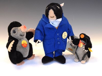 Lot 315 - Steiff - 'Wind in the Willows' mole, '00971', together with Bazi & Maxi moles (3)