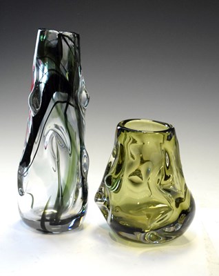 Lot 345 - Whitefriars 'Knobbly' vase in streaky green, and another in sage green