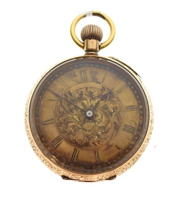 Lot 133 - Lady's gold fob watch, the case marked '14k'
