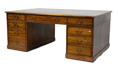 Lot 548 - Edwardian mahogany twin pedestal partners desk