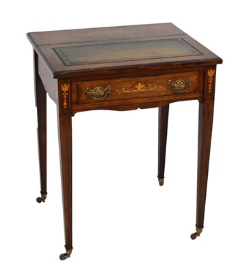 Lot 520 - Edwardian inlaid rosewood writing table