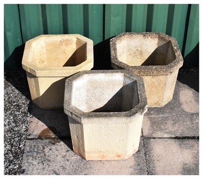 Lot 679 - Three octagonal Sandford Stone garden planters