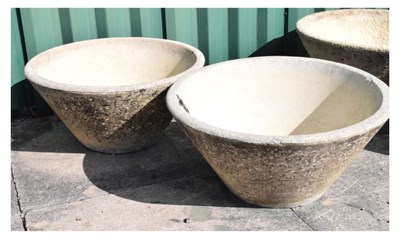 Lot 675 - Pair circular composite stone garden planters