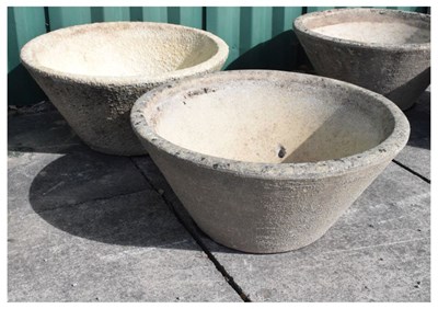 Lot 676 - Pair circular composite stone garden planters