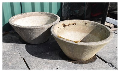 Lot 664 - Pair circular composite stone garden planters