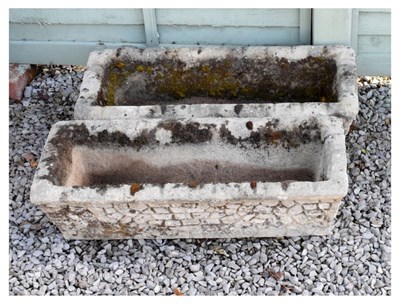 Lot 670 - Pair of rectangular composite stone garden planters