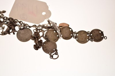 Lot 45 - Silver charm bracelet and coin bracelet
