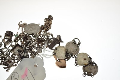 Lot 45 - Silver charm bracelet and coin bracelet