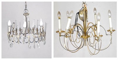 Lot 497 - Six branch chandelier, together with a similar chandelier