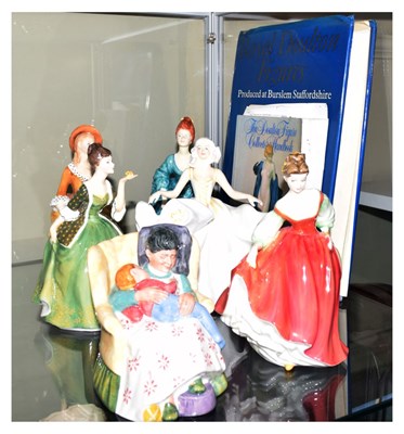 Lot 367 - Group of six Royal Doulton figures & two books