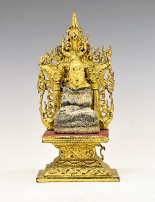 Lot 252 - 19th Century Burmese giltwood figure of Buddha Shakyamuni