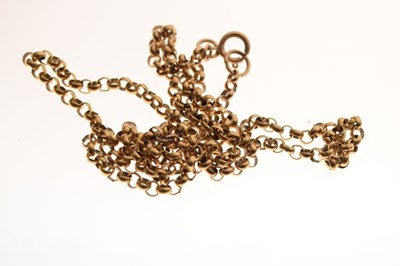 Lot 83 - 9ct gold belcher-link chain, together with a pair of unmarked hoop earrings and a locket
