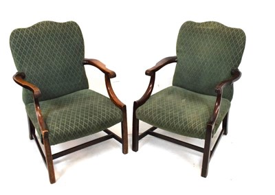 Lot 479 - Pair of reproduction Georgian-style mahogany framed armchairs