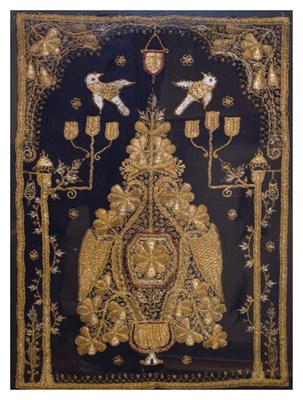 Lot 268 - Indian or Persian gilt thread panel