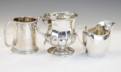 Lot 185 - Two silver christening mugs and milk jug