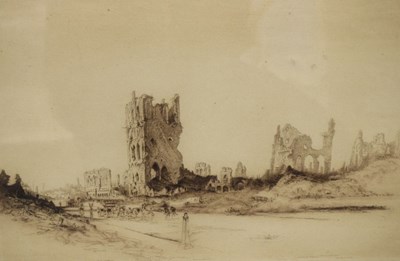 Lot 298 - Fred Farrell - Signed etching - 'Ypres Dec.1917'