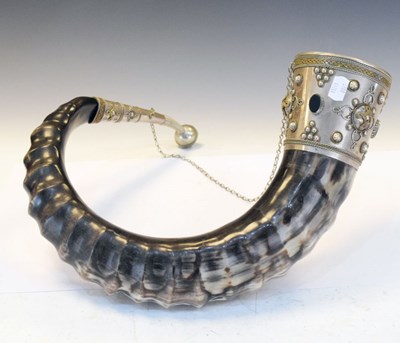 Lot 267 - Ram's horn drinking vessel with plated mounts