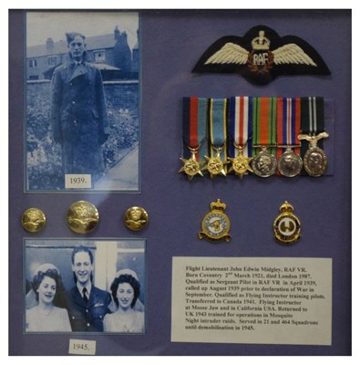 Lot 300 - Framed WWII RAF Miniature & cap badges