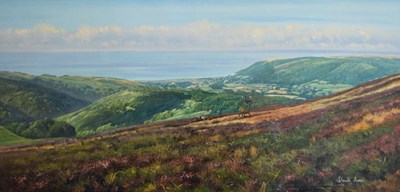 Lot 438 - Donald Ayres, Oil on canvas, Porlock Bay from Exmoor