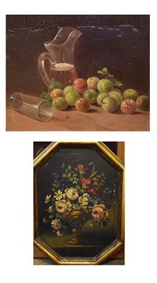 Lot 467 - 19th Century still life vase of flowers & still life with fruit