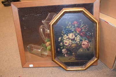 Lot 467 - 19th Century still life vase of flowers & still life with fruit