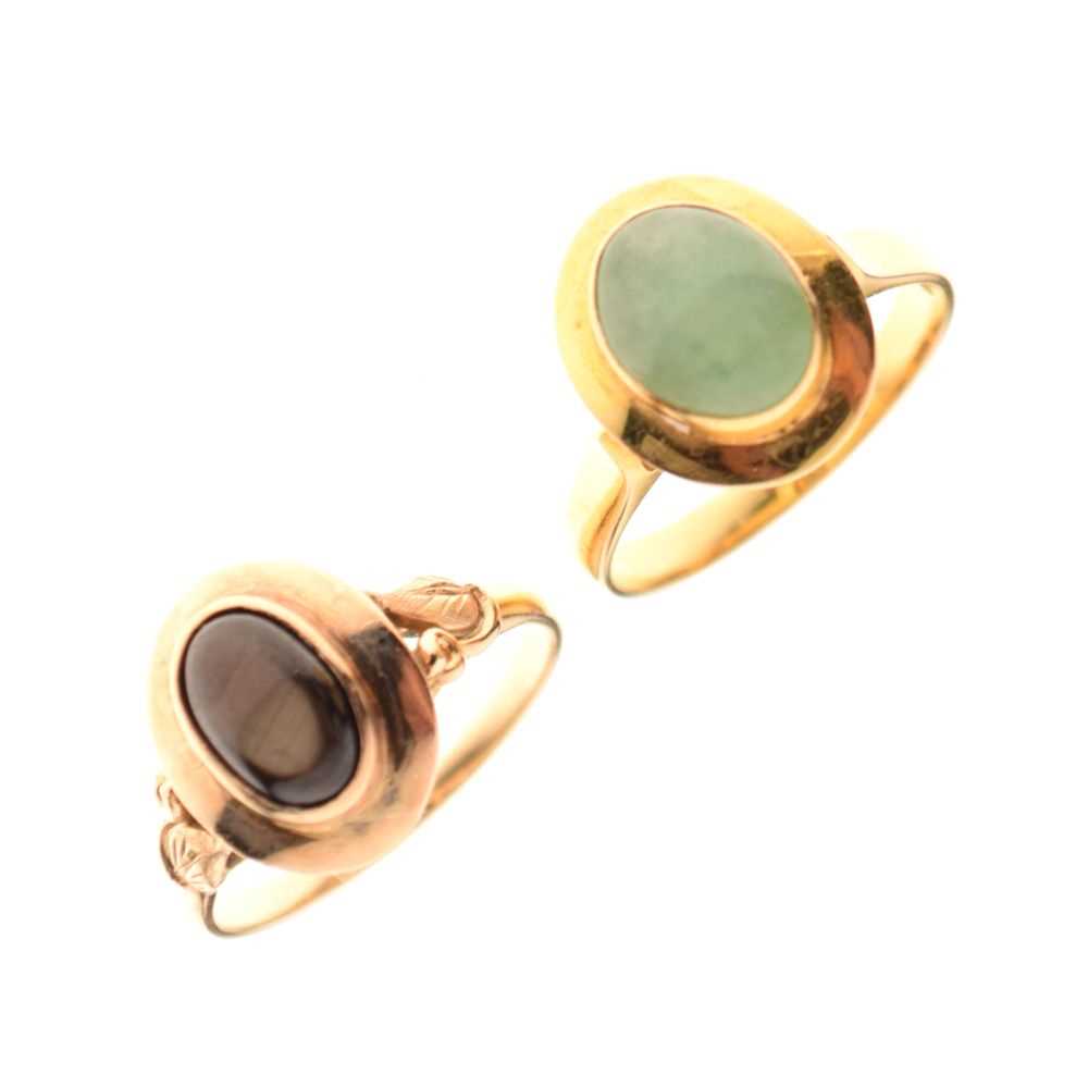Lot 28 - Jade ring and another cabochon ring
