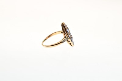 Lot 7 - Unmarked yellow metal, sapphire and diamond dress ring