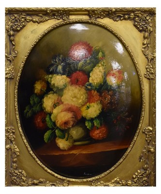 Lot 572 - Reproduction oval convex still life