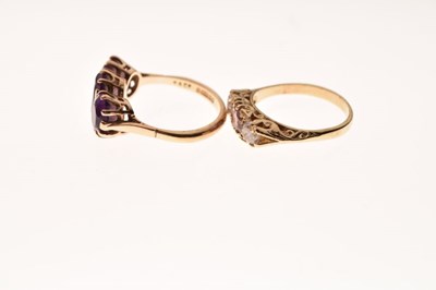 Lot 25 - Two 9ct gold amethyst set dress rings