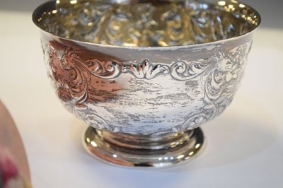 Lot 137 - Late Victorian embossed silver pedestal bowl