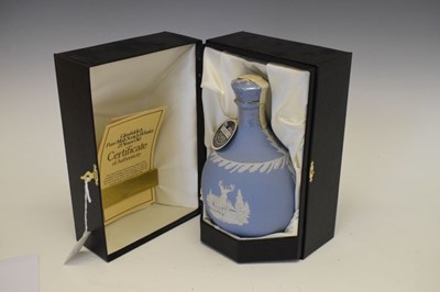 Lot 581 - Glenfiddich 21 years Old Single Speyside Malt Scotch Whisky, in a blue Wedgwood decanter