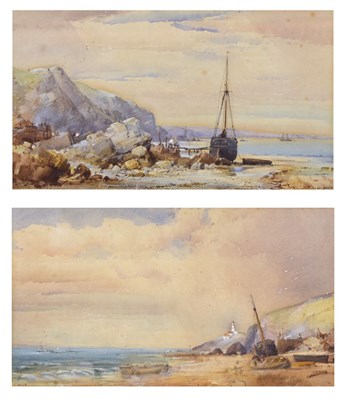 Lot 399 - George Wolfe (British 1834-1890) - Pair of watercolours - Coastal scenes