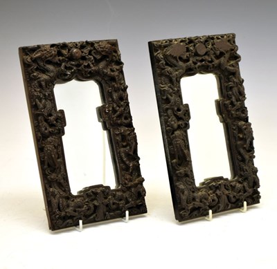 Lot 246 - Pair of Chinese carved hardwood mirrors