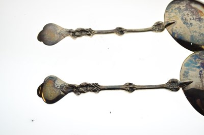 Lot 143 - Pair of Edward VII silver fruit spoons with circular bowls