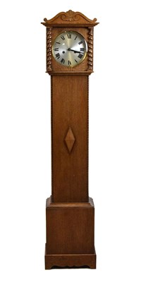 Lot 400 - Early 20th Century light oak grandmother clock