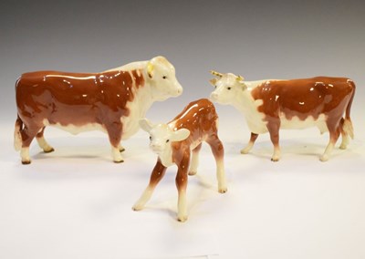 Lot 321 - ​Beswick Hereford bull, cow and calf