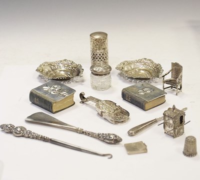 Lot 147 - Quantity of silver items to include miniature silver sedan chair, etc.