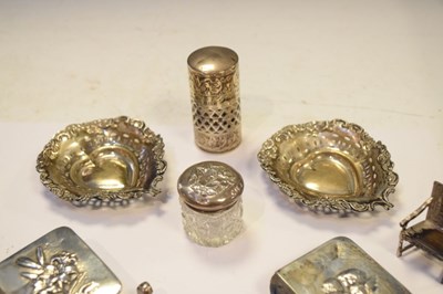 Lot 147 - Quantity of silver items to include miniature silver sedan chair, etc.