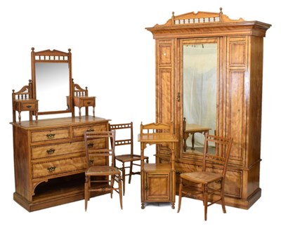 Lot 550 - Edwardian satin birch six-piece bedroom suite