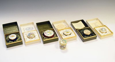 Lot 343 - Six Crummles enamel boxes, together with a Halcyon Days, c.1980s (7)