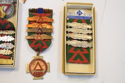 Lot 222 - Second World War medal group , together with road safety bus company medals, metropolitan police whistle, etc