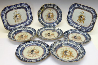 Lot 235 - Chinese export armorial part dinner service, arms of the Whitclock family